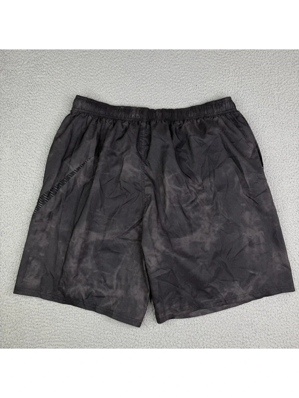 Nike Swim Trunks Hybrid Shorts Black Tie Dye Big Swoosh Mesh Lined Men’s 2XL